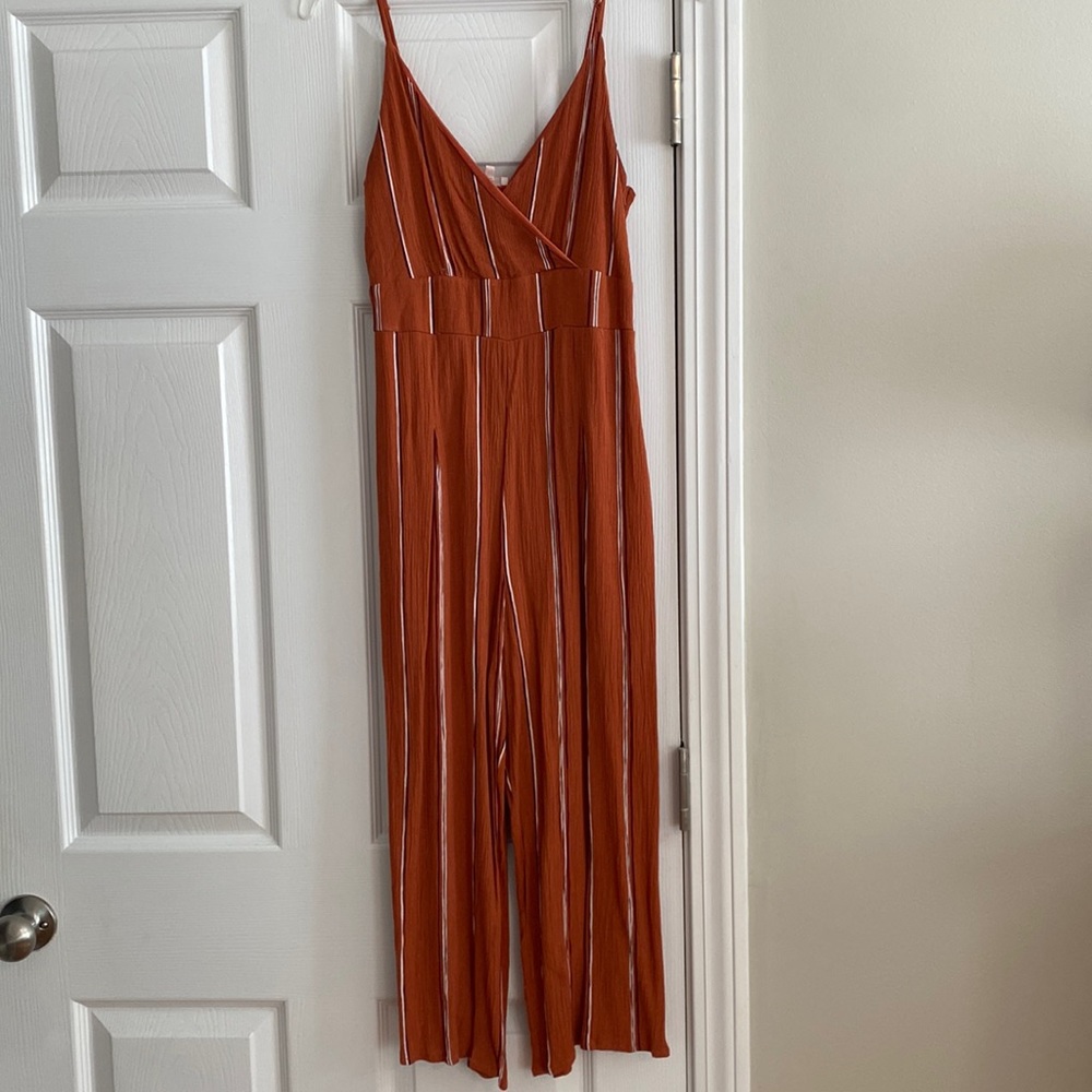 Cute rayon jumpsuit- rust color with adjustable straps